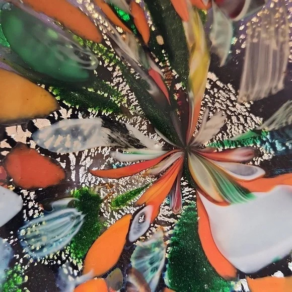 Murano Glass Confetti Multicolor Abstract Glass ArtCandy Bowl